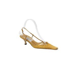 Emma Hope Womens Leather Slingback Heels Beige Size 36 6